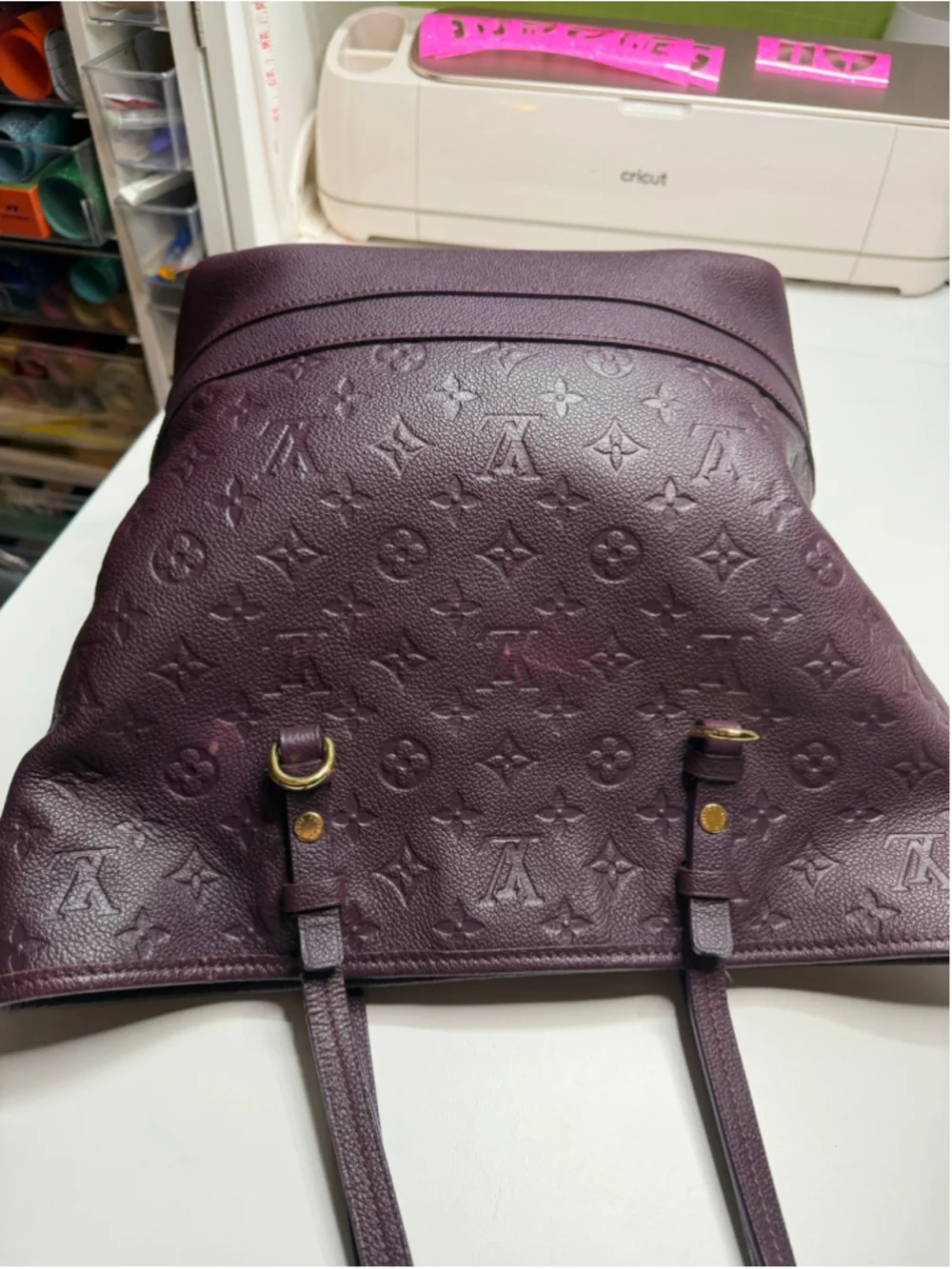 Women's Louis Vuitton Purple Monogram Empreinte Leather Citadine MM Tote Bag